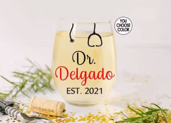 Doctor Wine Glass, Gift For New Doctor, Graduation Gift, Medical School Personalized Dr. Glass