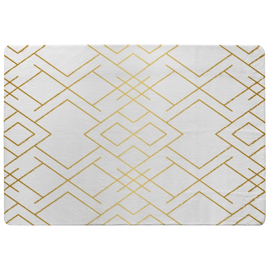 Navarrette Geometric Shaggy Golden/White Area Rug