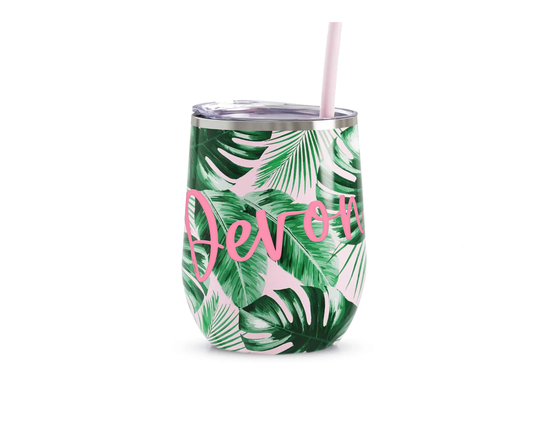 Palms Wine Tumbler - Personalized Birthday Gift Bachelorette Party Favor For Her Custom