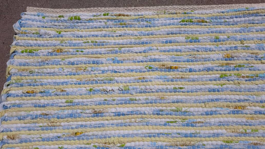 Yellow Rag Rug Hand Woven Rustic Farmhouse Decor 18.5 X 25 Primitive Country Home