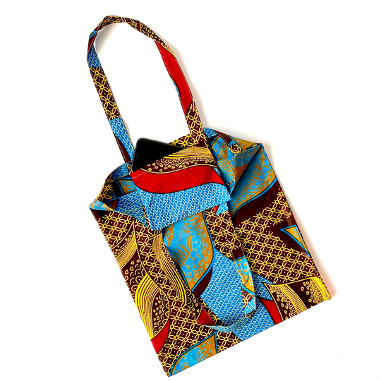 Handmade African Wax Print Tote Bag %100 Cotton Fabric