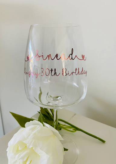 Personalised Rose Gold Wine Glass Birthday Gift Happy 18Th, 21st, 30Th, 40Th, 50Th, 60Th, 70Th Any Age