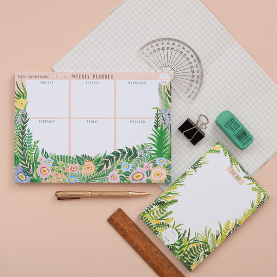 stationery Deal | Weekly Planner Notepad & To Do List List Desk Pad Jotter Floral Little Paisley Designs