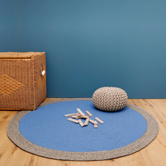 Millicent Nolan Hand Braided Cotton Blue Rug