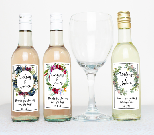Set Of Mini Personalised Wedding Favours - Guests in Bulk Wine Bottles Favors Custom