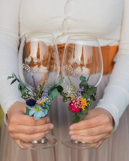 Wedding Glasses Flower Decoration Bride & Groom Arrangement Customisable Durable Flowers For Magaela Handmade