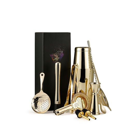 (Gold) Cocktail Shaker Making Set: 12pcs Bartender Kit