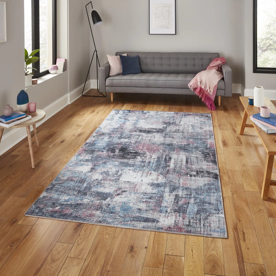 Machine Woven Pink/Blue Rug