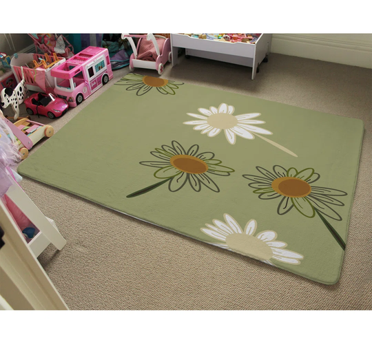 Durham Patterns and Shapes in the Style of Scrapbooking Designer Shaggy Green/Brown/Taupe Rug