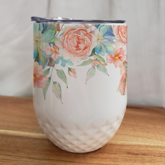 Boho Floral Watercolor Stainless Steel Wine Tumbler