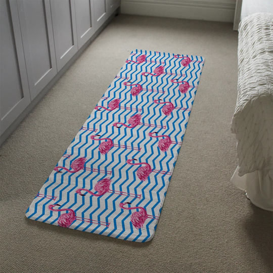 Liston Flamingo and Lines Designer Shaggy Pink/Blue Rug