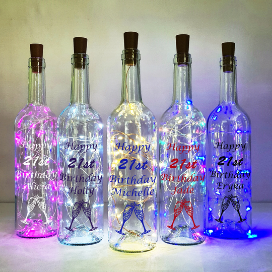 21st Birthday Gift For Her, Light Up Wine Bottle, Woman, Best Friend Present, Daughter Gift, Engraved Glass