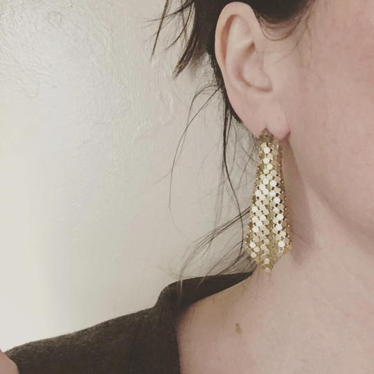 Vintage Mesh Dangle Earrings Refashioned Disco