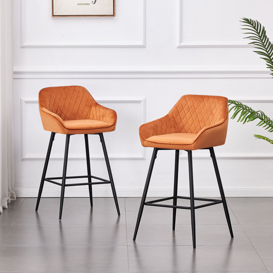 2x Breakfast Bar Stools Bar Chairs for Kitchen Bar Stools with Velvet