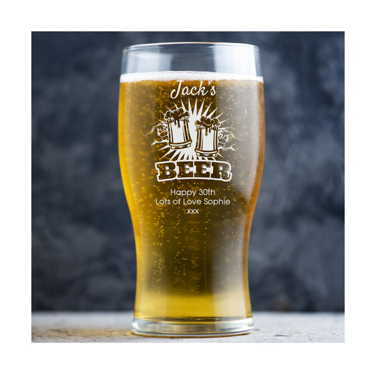Personalised Beer Glass, Custom Engraved Pint Glasses, Personalized Gift, Birthday Gift - Steins