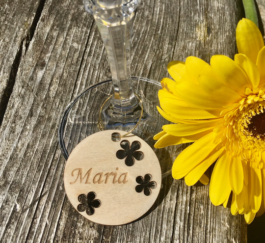 Personalized Wedding Wine Charms, Wine Glass Custom Charm, Wooden Favor, Anniversary Charm