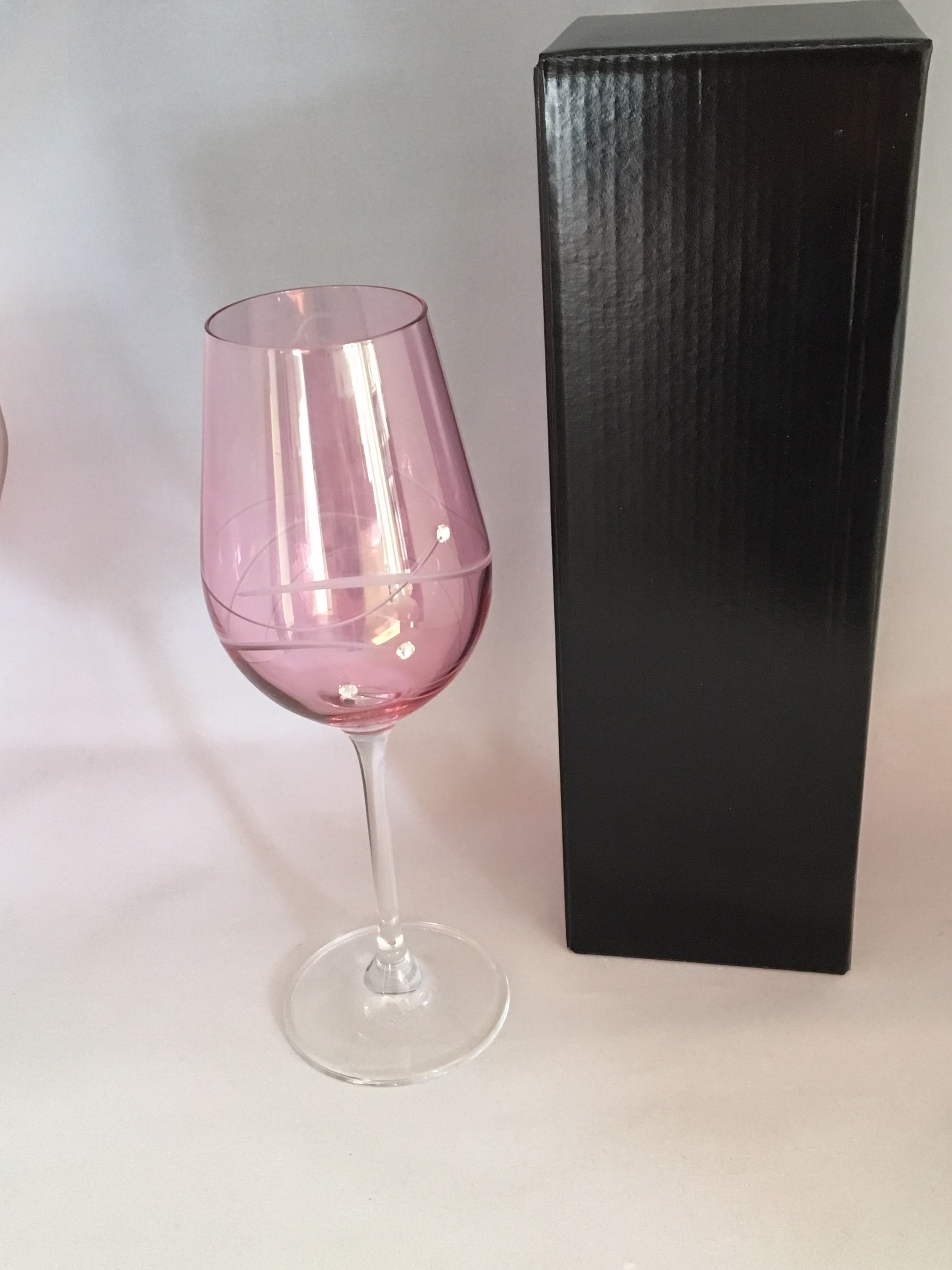 Personalised Diamante Crystal Pink Wine Glass - Any Message Or Name Birthday Occasion Gift