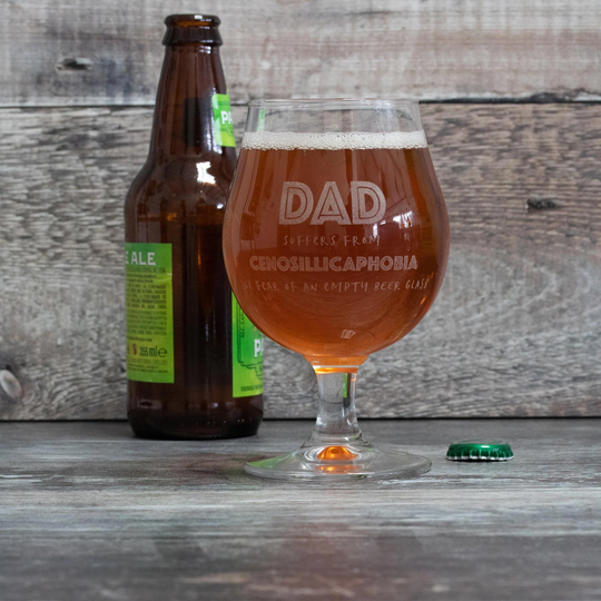 Engraved Tulip Craft Beer Glass, This Makes A Perfect Father's Day Gift Custom Glassware Beer