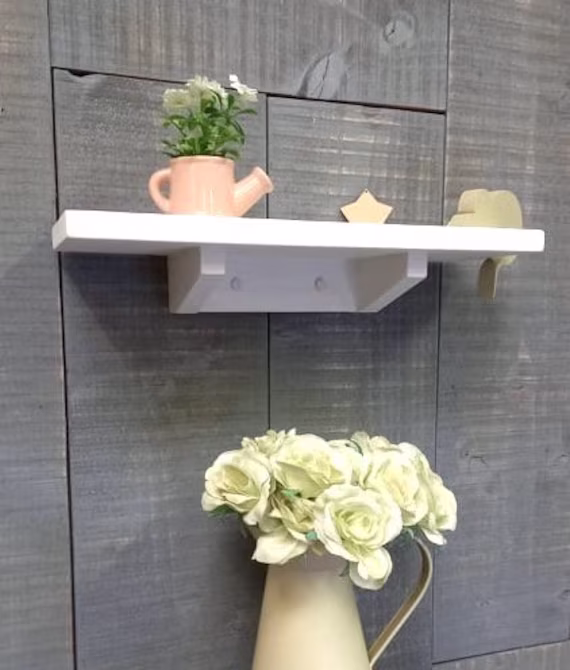 Wooden Shelving Storage Bespoke Shabby Chic Shaker Shelfs With Ornate Brackets Kitchen Bathroom