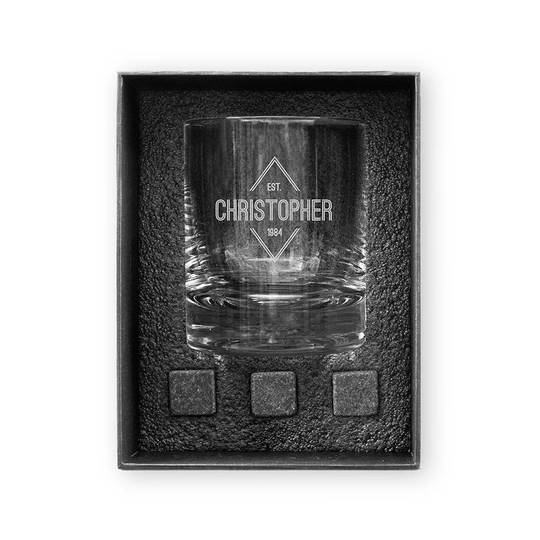 Custom Name Personalized Whisky Glass Gift Set, Groomsman Gift Idea, Personalized Men's Gift, Best Man Gift, Custom Name Glass, Scotch Glass