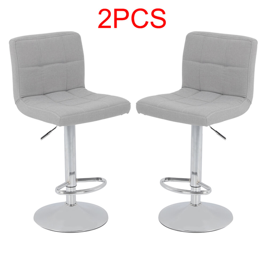 (2Pcs Grey) 2XBar Stools Fabric Swivel Adjustable High Quality