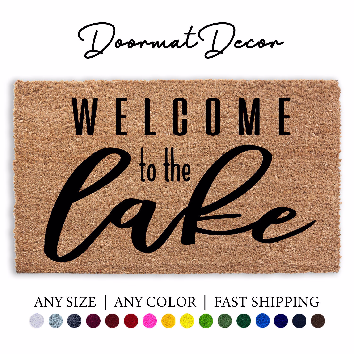 Welcome To The Lake Doormat, Waves Oars Summer House Door Mat Outdoor Mat, Custom Personalized Gift, Decor