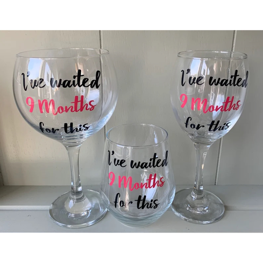I've Waited Nine Months For This Glass, New Mum Gift, Baby Shower Gift, Arrival Gift