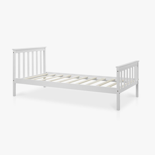 Hampton White Wooden Bed Shaker Style, Single