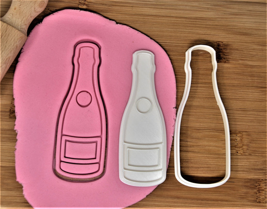 Champagne Bottle Cookie Cutter + Stamp