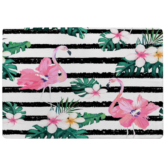 Mitchell Floral Flamingos Shaggy White/Green/Pink Rug