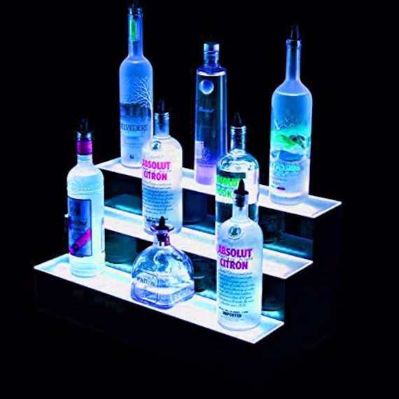 Three Tier Led Rgb Bottle Display Stand For Displaying Spirits, Liquor, Beer, Wine, Cider & More