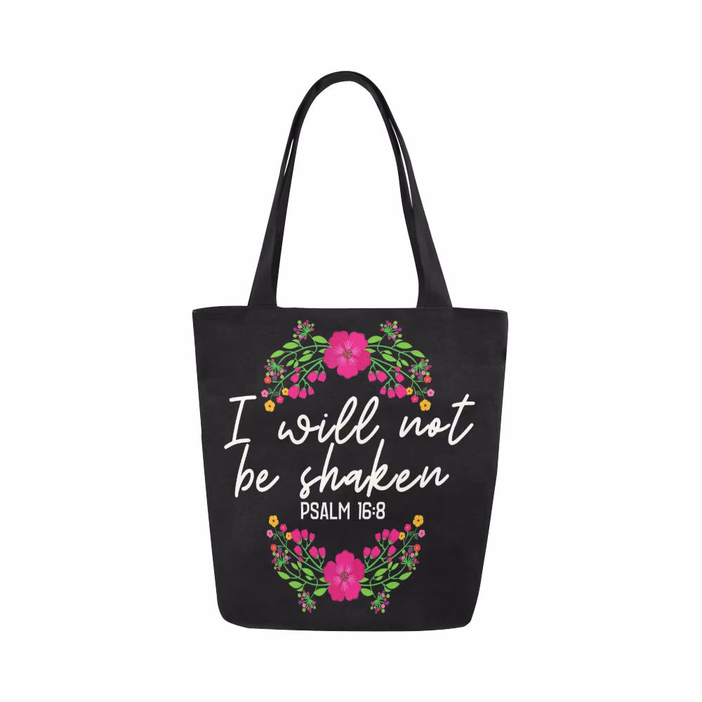 Canvas Tote Bag |Church Shopping College Books| Will Not Be Shaken| Scriptures Verse| Christian Gift Present| Free Shipping