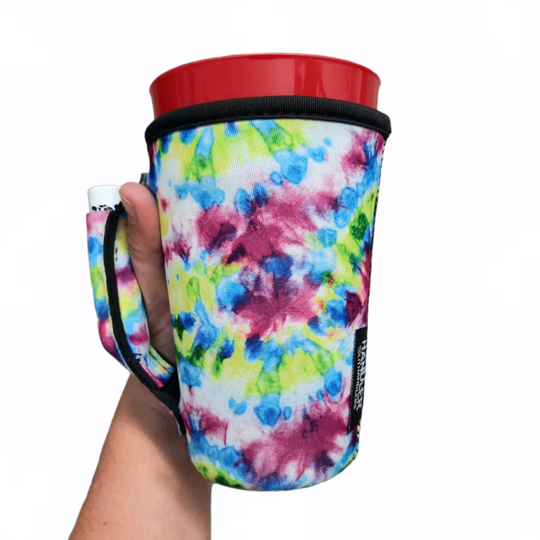 Purple Tie Dye 16Oz Pint Glass/Medium Fountain Drinks & Tumbler Handlers™ Patent Pending