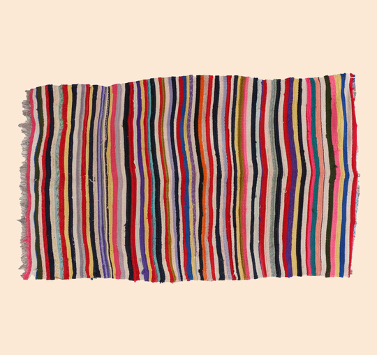 Moroccan Colorful Kilim, Kilim Boucherouite Rug, Berber 3x6 Rug