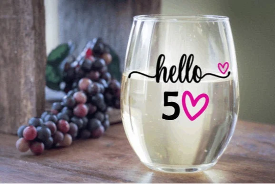 Hello 50 Birthday Wine Glass Gift, 50Th Gifts, Coworker Birthday, Milestone Best Friends