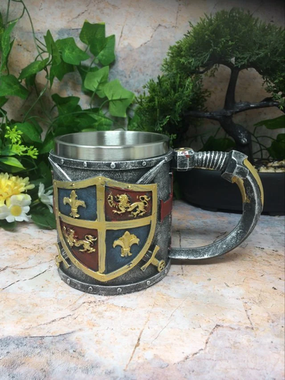 Medieval Style Templar Tankard Beer Glass Stein Crusader Table Decoration