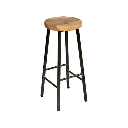 Rick Walters - Chunky Round Frame Bar Stool With Walnut Seat