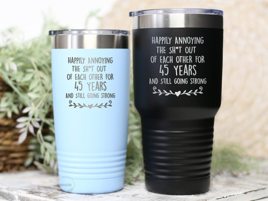 45Th Anniversary Tumbler, Gifts For Men Women Parents 45 Yr Wedding Him Her Sapphire Year Cup T311