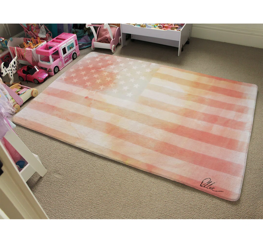 Gibbs American Flag Subtle Designer Shaggy Orange Rug