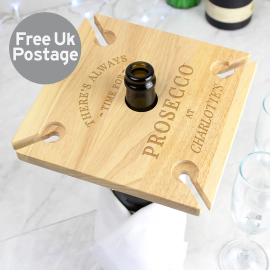 Personalised Prosecco Four Flute Holder & Bottle Butler - Gift For Her Xmas Family