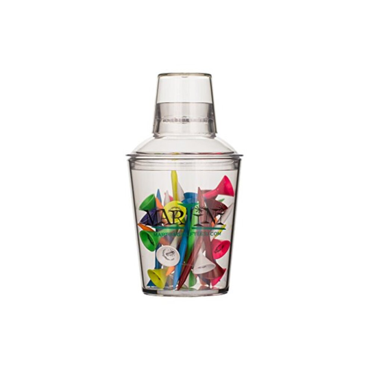 Martini Golf Tees DMT005 Small Shaker with 3-1/4 Durable Plastic Tees, Assorted Colors