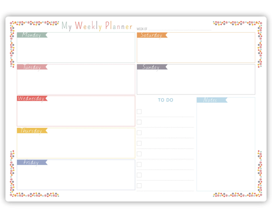 Weekly Family Planner A4 Dry Wipe Whiteboard - To-Do List Notes Section Organiser