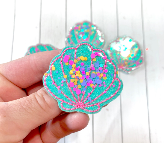 Seashell Feltie, Shell Glitter Confetti Feltie Embellishment, Beach Summer Sea Ocean