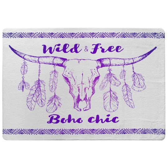 Devine Boho Chic Native American Designer Shaggy White/Purple Rug