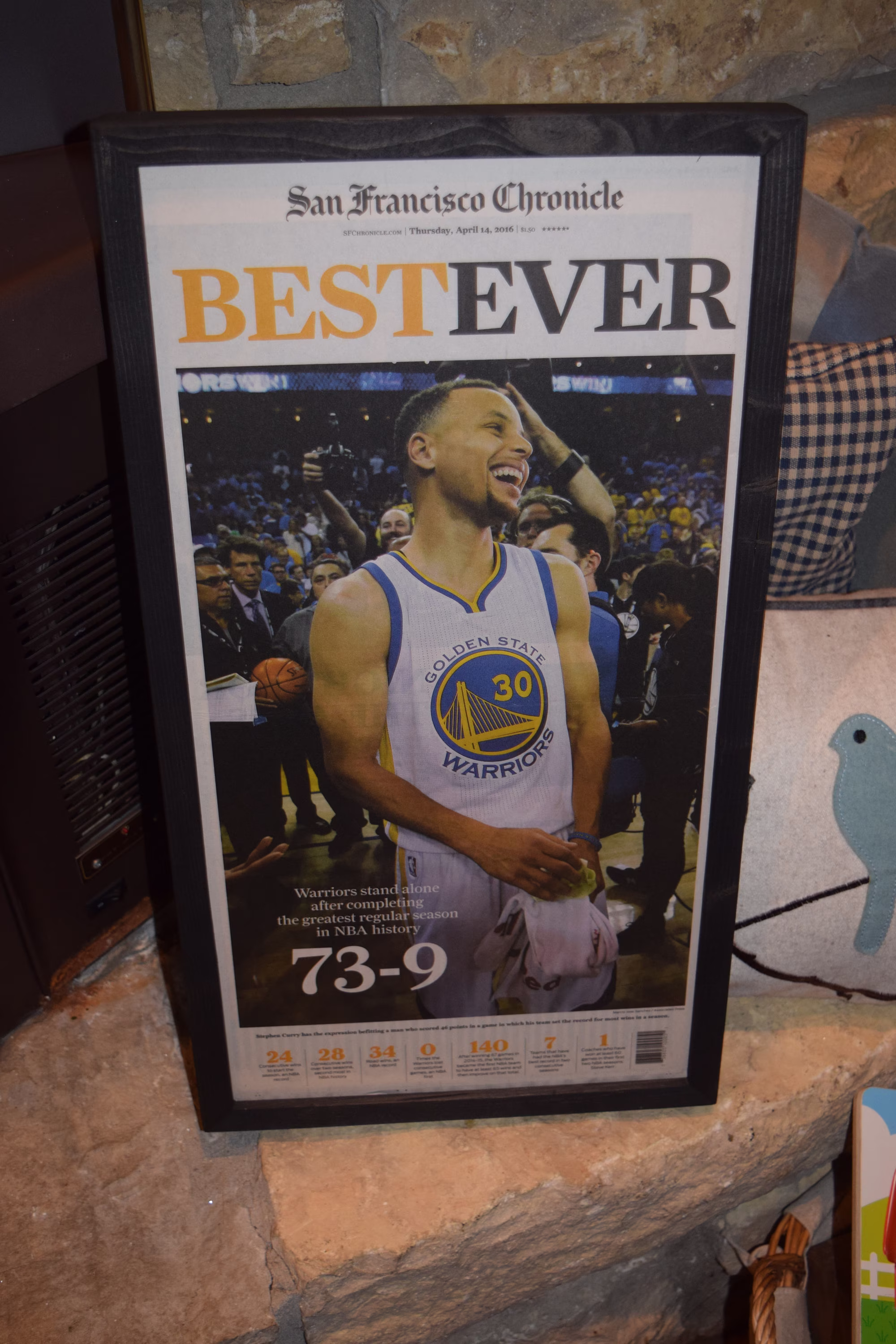 Free Shipping 2016 Golden State Warriors Framed Original Newspaper Solid Wood Stephen Curry Best Ever