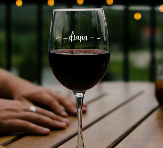 Personalized Stemmed Wine Glass | Monogram Custom Name Engraved Glasses Lover Gifts Wedding