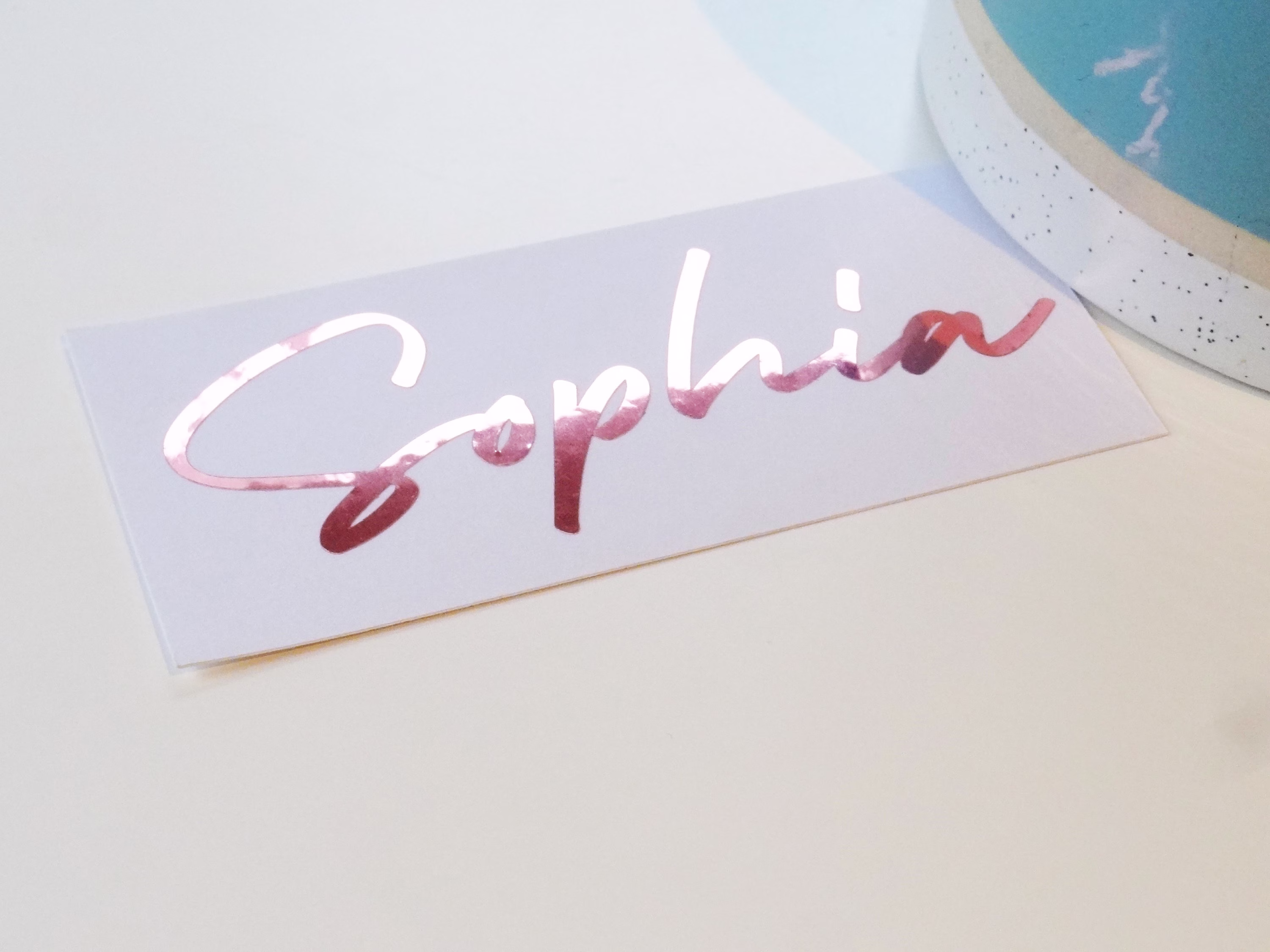 Vinyl Sticker Name, Custom Text Decal, Rose Gold Foil, Glass Personalized Gift, Name Transfer Sticker, Wedding Favor
