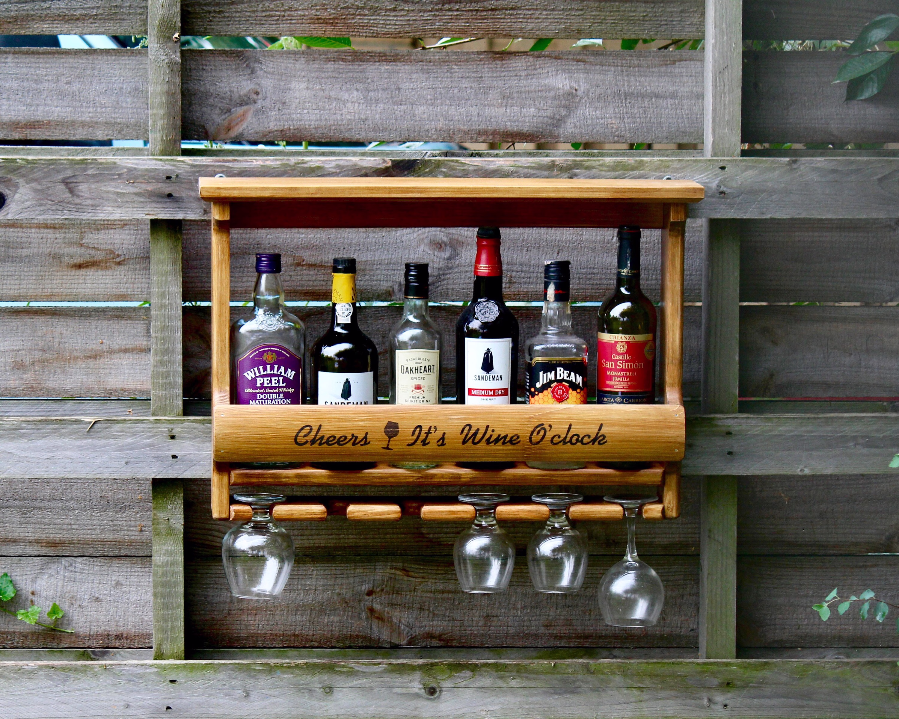 Custom Made Wine Rack. Wood Holder. Rustic Shelf On Wall. Personalized Handmade Gift. Wall Hanging Mini Bar Modern Farmhouse