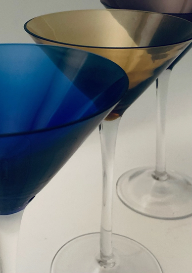 Vintage Jewel Toned Martini Glasses - Set Of | 3