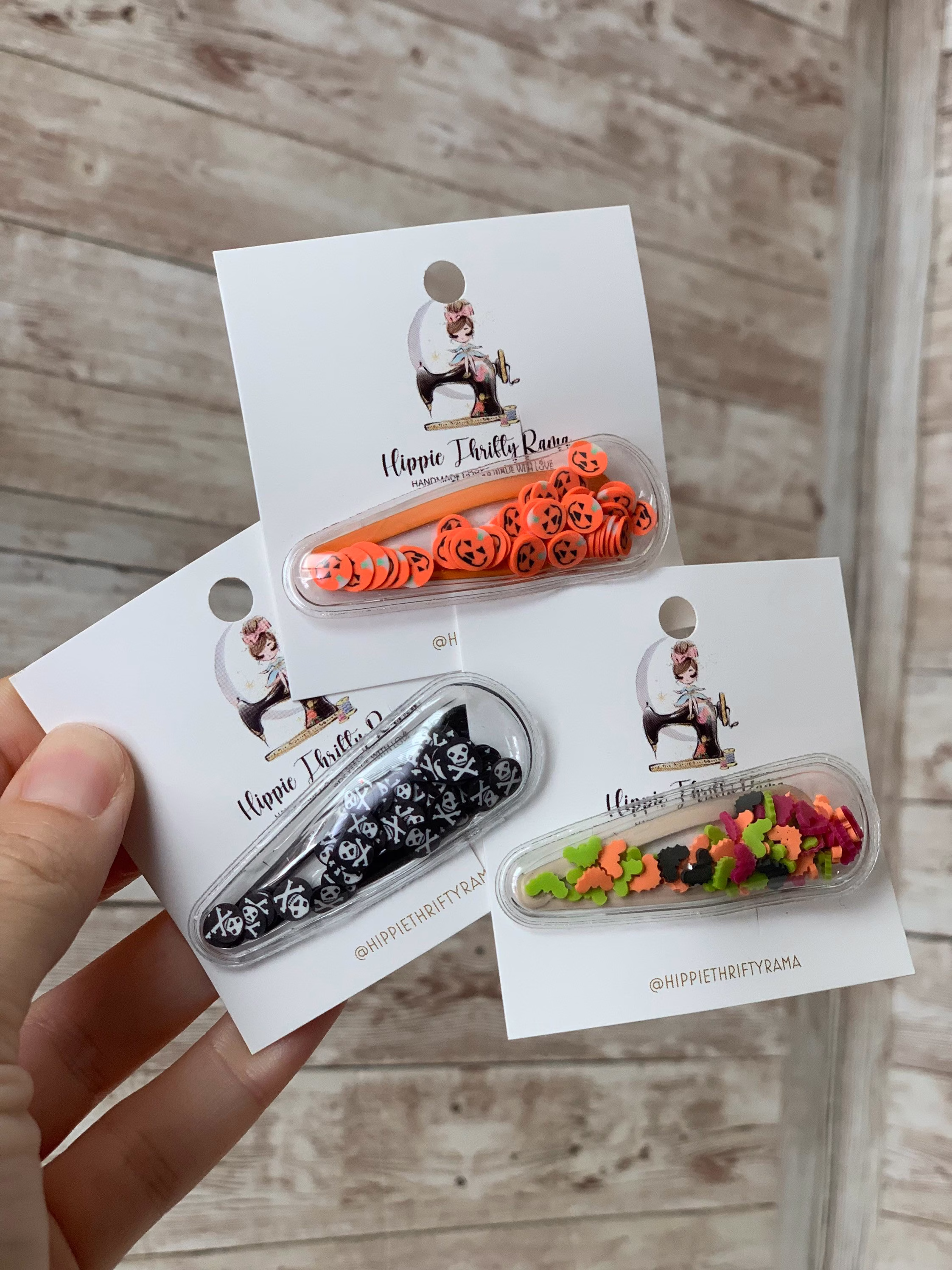 Halloween Teardrop Shaker Hair Clips, Snap Confetti Accessories